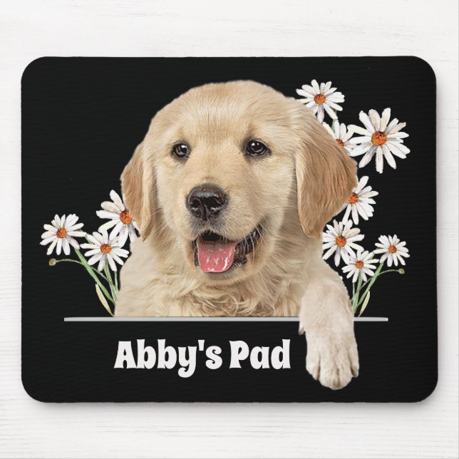 Golden Retriever and Daisies Mouse Pad (Front)