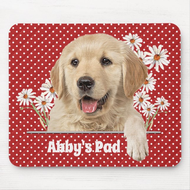 Golden Retriever and Daisies Mouse Pad (Front)