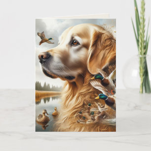Golden Retriever and Ducks Birthday Card