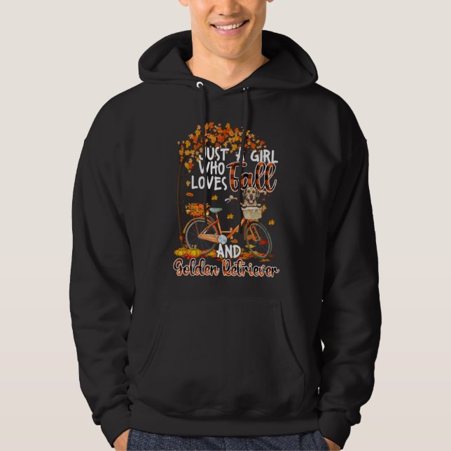 Golden Retriever And Fall  Dog Bicycle Thanksgivin Hoodie (Front)
