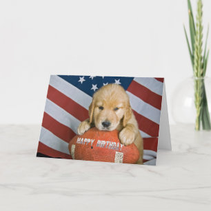 Golden Retriever and Football Birthday Card