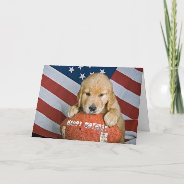 Golden Retriever and Football Birthday Card (Front)
