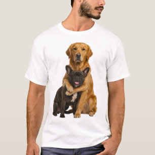 Golden Retriever and Frenchie Best Friends Design T-Shirt
