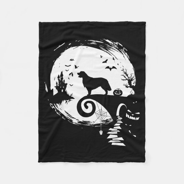 Golden Retriever And Moon Halloween Costume Dog Lo Fleece Blanket (Front)