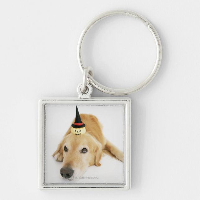Golden retriever and ornament key ring (Front)