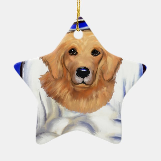 Golden Retriever Angel Ceramic Tree Decoration (Front)
