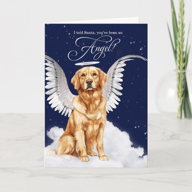 Golden Retriever Angel Dog Christmas Holiday Card (Front)