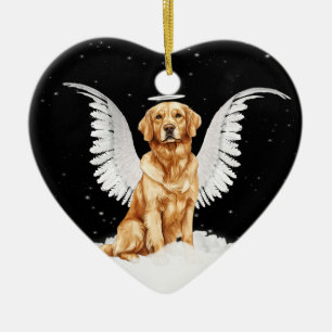 Golden Retriever Angel Dog Heart Ceramic Tree Decoration