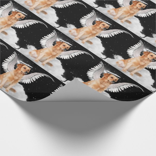 Golden Retriever Angel Dog with Halo and Wings Wrapping Paper (Corner)