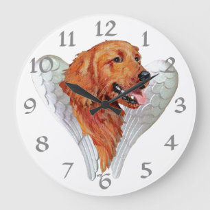 Golden Retriever Angel Large Clock