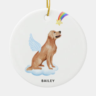 Golden Retriever Angel Personalised Dog Memorial Ceramic Tree Decoration