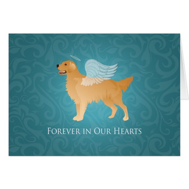 Golden Retriever Angel Pet Memorial Sympathy Card (Front Horizontal)