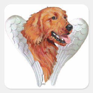 Golden Retriever Angel Square Sticker