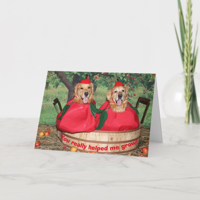 Golden Retriever Apples Teacher Thank You (Front)