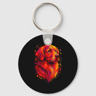 Golden Retriever Art Rtrait For Dog Owners  Key Ring