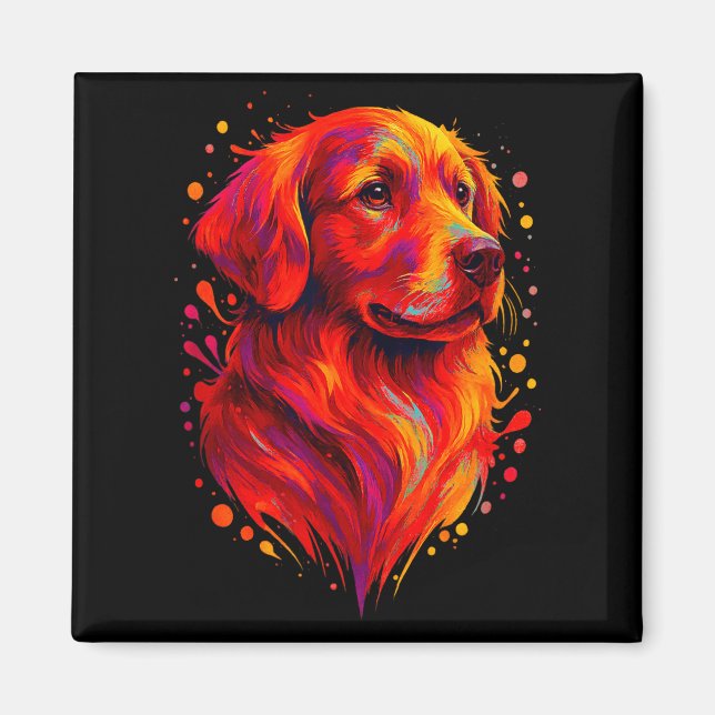 Golden Retriever Art Rtrait For Dog Owners  Magnet (Front)