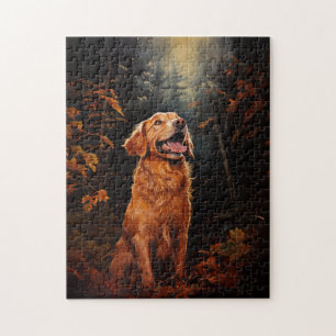 Golden Retriever at night Jigsaw Puzzle