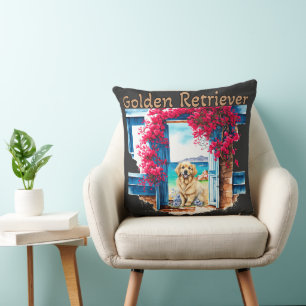 Golden Retriever at the Beach Cushion