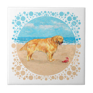 Golden Retriever at the Beach Tile