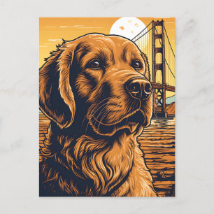 Golden-Retriever at the Golden Gate Bridge  Postcard