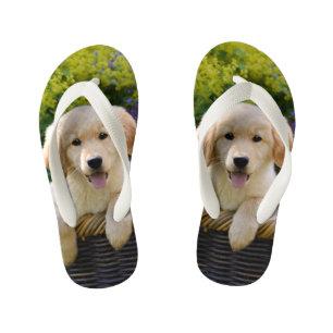 Golden Retriever Baby Dog Puppy Funny Photo - Kids Kid's Flip Flops