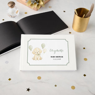 Golden Retriever Baby Shower Sage Green Eucalyptus Guest Book