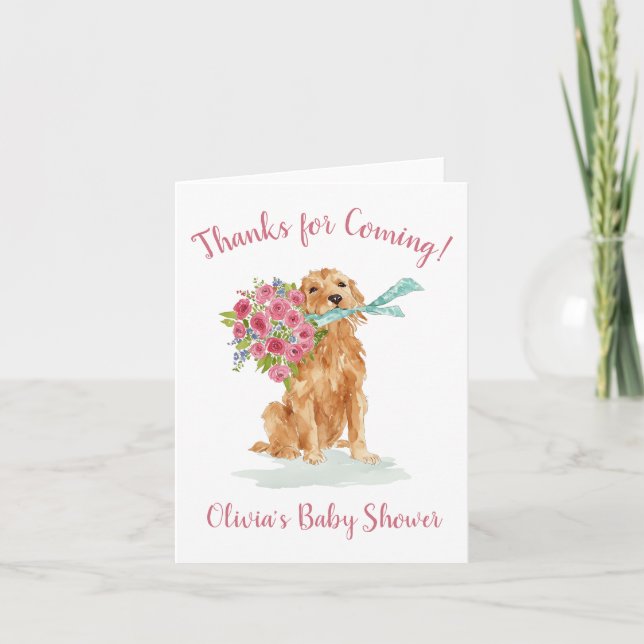 Golden Retriever Baby Shower Thank You Cards (Front)