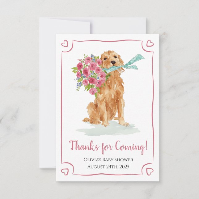 Golden Retriever Baby Shower Thank You Cards (Front)