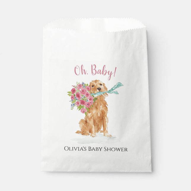 Golden Retriever Baby Shower Treat Bag (Front)