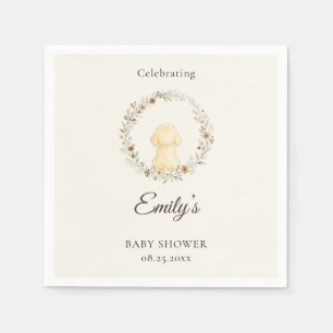Golden Retriever Baby Shower Watercolor Wildflower Napkin