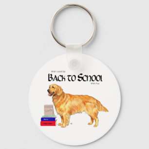 Golden Retriever Back to School Key Ring