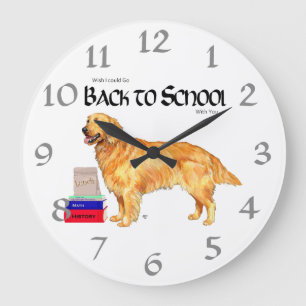 Golden Retriever Back to School Large Clock
