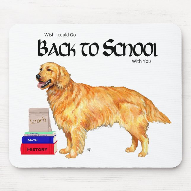 Golden Retriever Back to School Mouse Mat (Front)