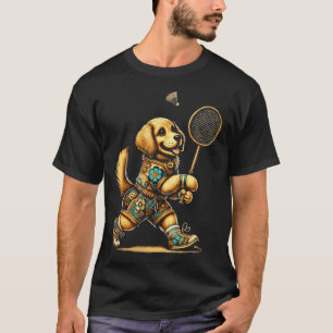Golden Retriever Badminton Player Shuttlecock T-Shirt