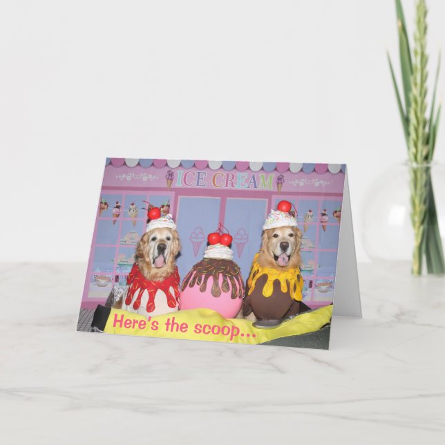 Golden Retriever Banana Split Birthday Card (Front)