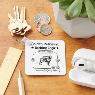 Golden Retriever Barking Logic Funny Dog Sarcastic Key Ring
