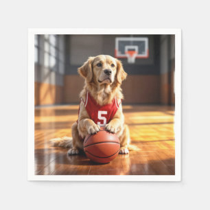 Golden Retriever Basketball Player Napkin