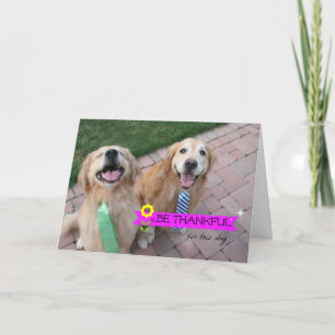 Golden Retriever Be Thankful Thanksgiving Day Holiday Card