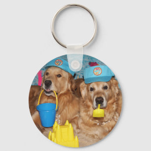 Golden Retriever Beach Bums Key Ring