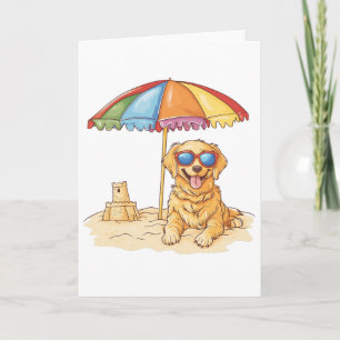 Golden Retriever Beach Dog Card