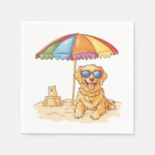 Golden Retriever Beach Dog Napkin