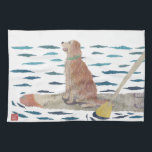 Golden Retriever, Beach Dog, Paddle Board Tea Towel<br><div class="desc">"Golden Retriever On Paddle Board",  originally from the hand-torn newspaper collage art by me,  Bless Hue.</div>