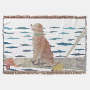 Golden Retriever, Beach Dog Throw Blanket