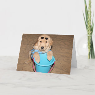 Golden Retriever Beach Puppy Birthday  Card