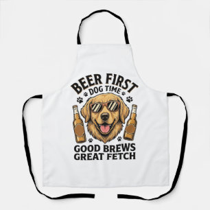 Golden Retriever Beer Shirt Funny Dog Lover Vintag Apron