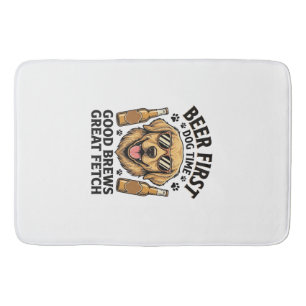 Golden Retriever Beer Shirt Funny Dog Lover Vintag Bath Mat