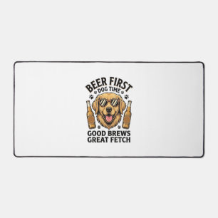 Golden Retriever Beer Shirt Funny Dog Lover Vintag Desk Mat