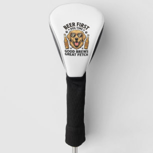 Golden Retriever Beer Shirt Funny Dog Lover Vintag Golf Head Cover
