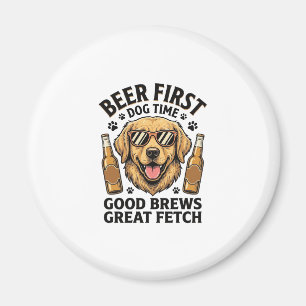 Golden Retriever Beer Shirt Funny Dog Lover Vintag Magnet