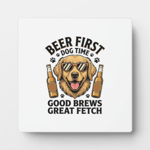 Golden Retriever Beer Shirt Funny Dog Lover Vintag Plaque